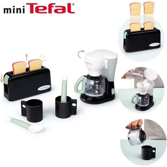 Set petit déjeuner Tefal - Smoby - Grille pain + cafetiere + tasses et cuilleres - Dés 3 ans