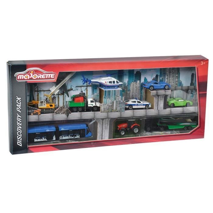 Coffret découverte MAJORETTE B200 - 10 véhicules en métal a roues libres et panneaux de signalisation