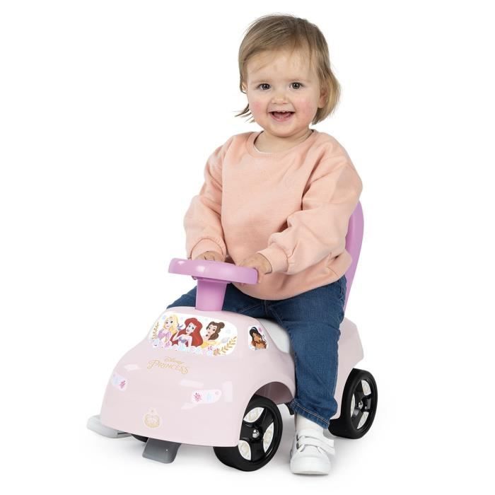 Smoby - Porteur auto enfant 2 en 1 - Disney Princesse - Coffre sous la selle - Des 10 mois - Fabrication française