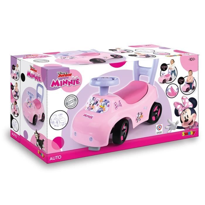 Smoby - Porteur auto enfant 2 en 1 - Minnie - Coffre sous la selle - Des 10 mois - Fabrication française