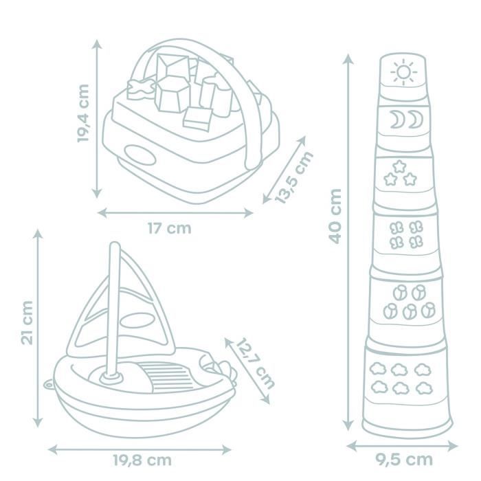 Little Smoby - Coffret éveil et bain - 3 jeux d'éveil - A partir de 12 mois - Fabrication française