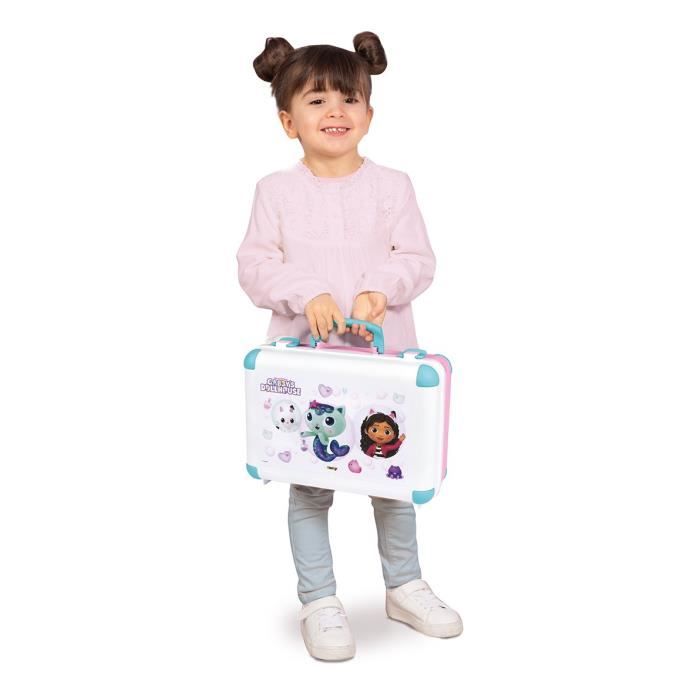 Smoby - Gabby et la Maison Magique - Valise beauté  facile a transporter - 13 accessoires inclus : coiffure, onglerie, maquillage -