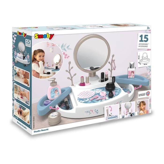 Smoby - My beauty studio - Coiffeuse sur table avec miroir inclinable et amovible - 15 accessoires factices  - Fabrication française