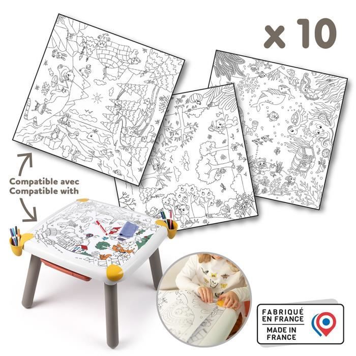 Smoby - Recharge Coloriages pour la Kid table créative - 10 feuilles de coloriages