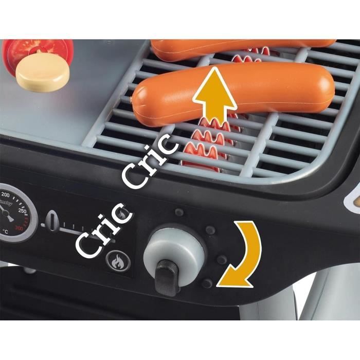 Smoby - BBQ Grill - Barbecue pour enfant - 18 accessoires - Fonctions flammes rétractables et boutons sonores - Fabriqué en France