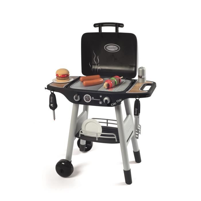 Smoby - BBQ Grill - Barbecue pour enfant - 18 accessoires - Fonctions flammes rétractables et boutons sonores - Fabriqué en France