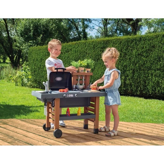 Cuisine d'Extérieur Évolutive Smoby - Grill et Plancha - 40 Accessoires