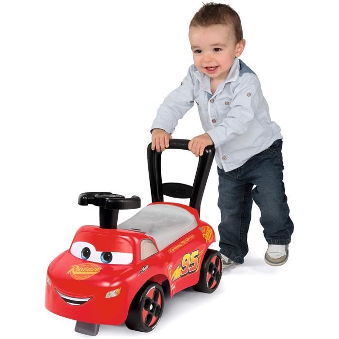 Porteur auto ergonomique Smoby Cars avec coffre a jouets - Fonction Trotteur - Volant Directionnel