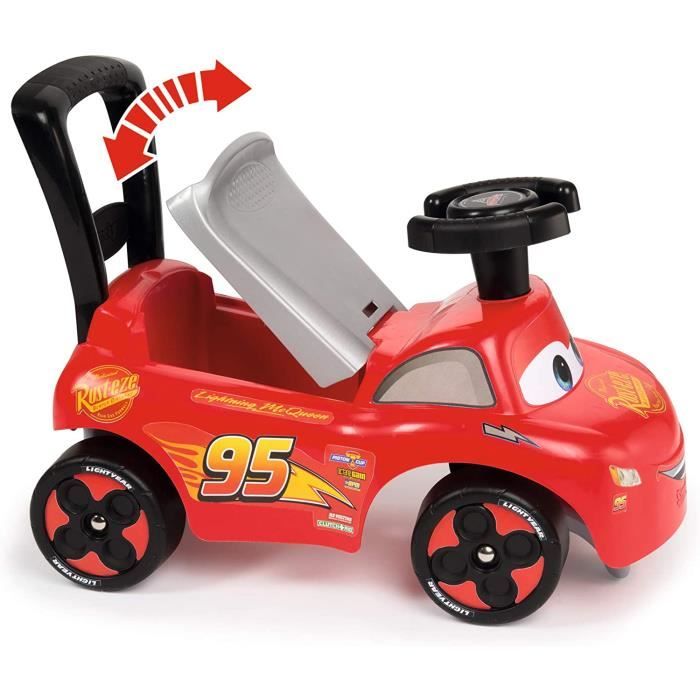 Porteur auto ergonomique Smoby Cars avec coffre a jouets - Fonction Trotteur - Volant Directionnel