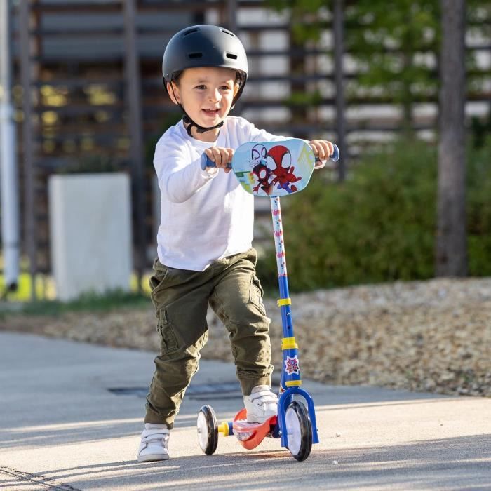 Smoby - Spidey - Patinette 3 roues silencieuses - Structure métal - Trottinette enfant guidon réglable