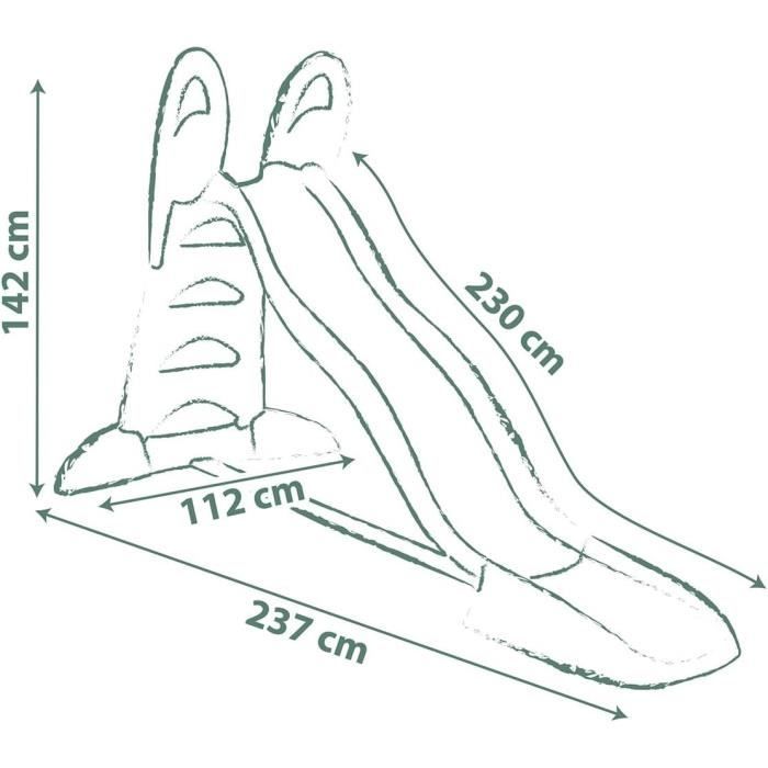 Smoby Life - Toboggan XL - Glisse double vague 2m30 - 70% matériaux recyclés - Fabriqué en France