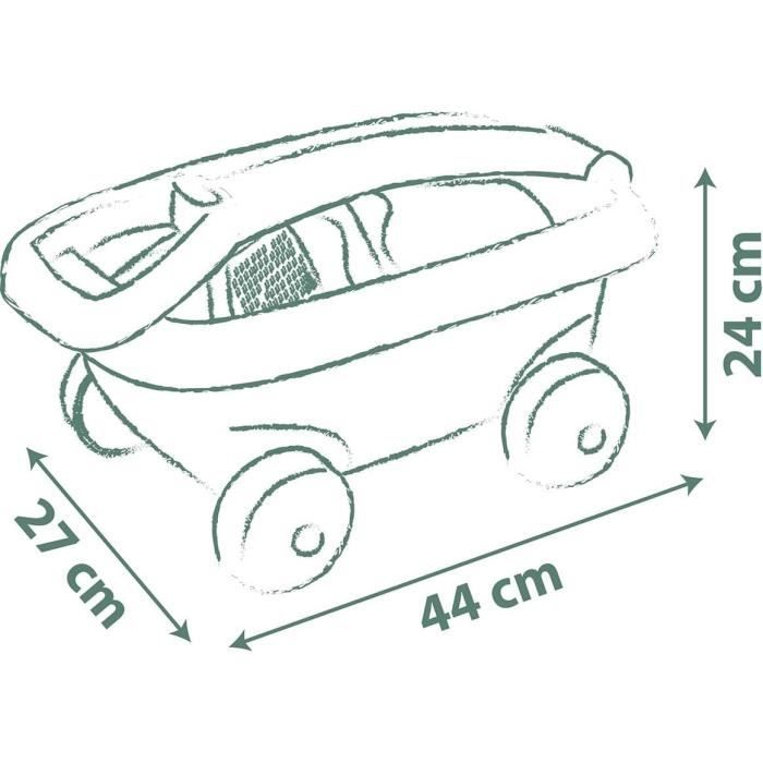 Smoby Life - Chariot de plage - Seau + Accessoires - 42% matériaux recyclés et 100% recyclabe - Fabriqué en France