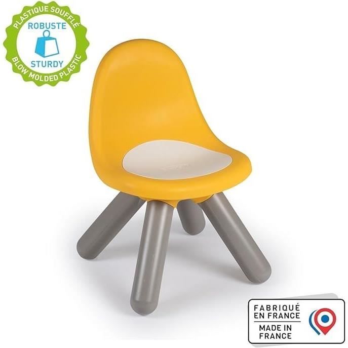 Smoby - Chaise enfant Jaune- Extérieur et Intérieur - H27cm - Fabrication française