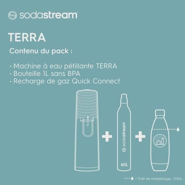 Machine a soda et eau gazeuse Sodastream TERRA Noire + 1 bouteille compatible Lave Vaisselle