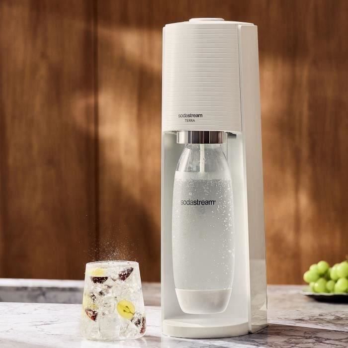 Machine a soda et eau gazeuse Sodastream TERRA Blanche + 1 Bouteille compatible Lave Vaisselle