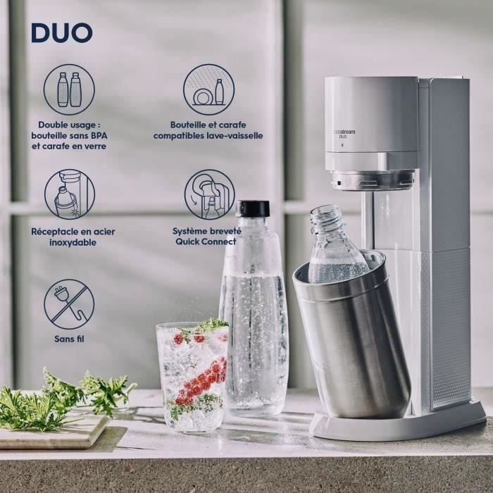 Machine a soda et eau gazeuse Sodastream DUO Blanche + 2 carafes + 2 bouteilles