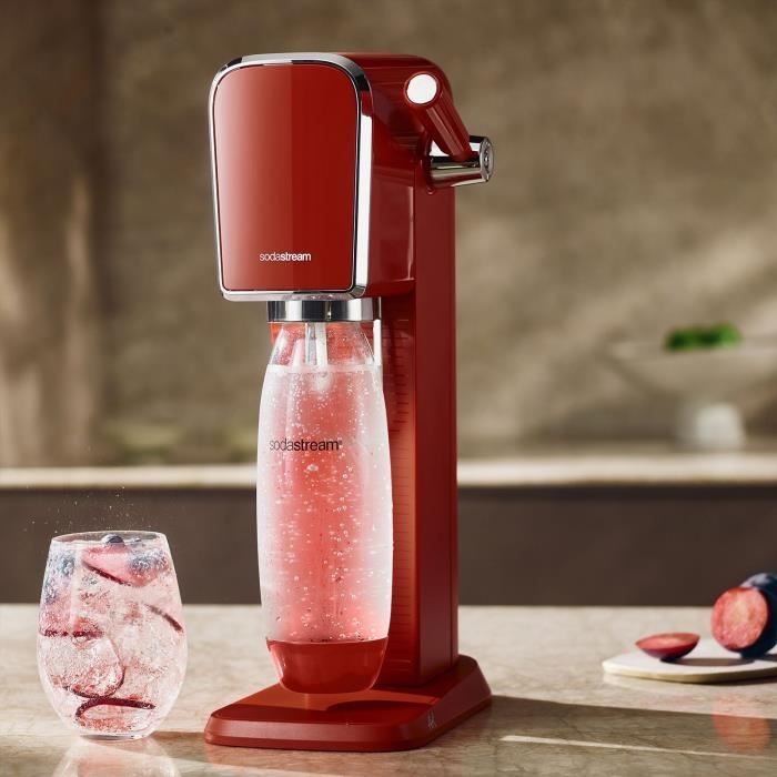 Machine a eau pétillante - SODASTREAM - ART Mandarine - Avec 1 bouteille 1L, compatible lave-vaisselle + 1 recharge de gaz 60L