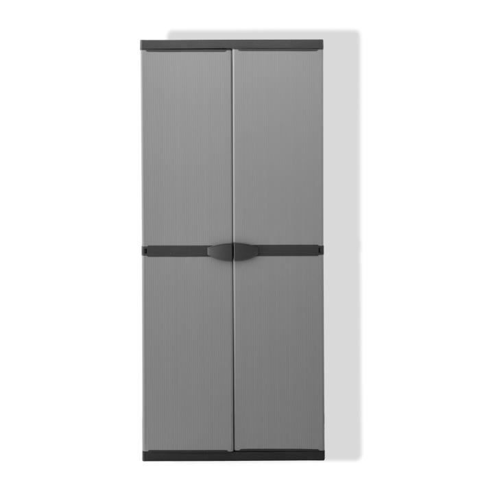 Armoire de rangement haute en résine TOOD - 3 tablettes - Gris