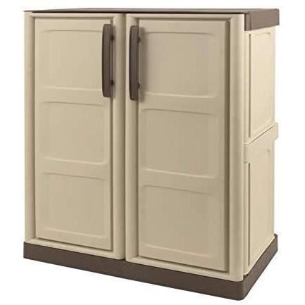 Armoire de rangement basse en résine TOOD - Taupe/écru - 1 tablette - Plastique recyclable