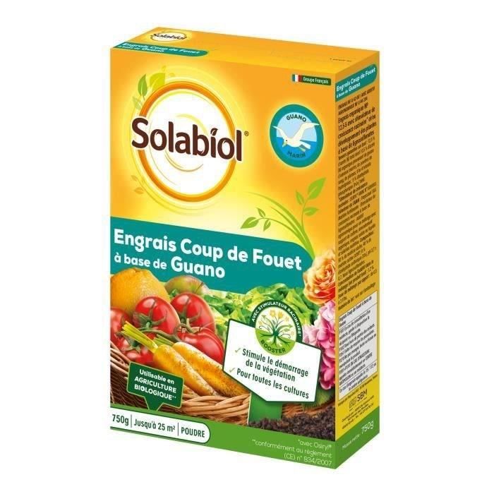 SOLABIOL SOGUA750N SOGUA750N-Engrais Coup De Fouet a Base de Guano-Stimule Le Demarage de la Vegetation, Jaune