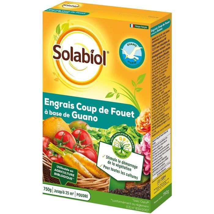 SOLABIOL SOGUA750N SOGUA750N-Engrais Coup De Fouet a Base de Guano-Stimule Le Demarage de la Vegetation, Jaune