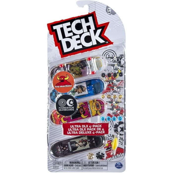 Pack 4 Finger Skates Tech Deck - Planches a roulettes a customiser 96 mm - Modele aléatoire