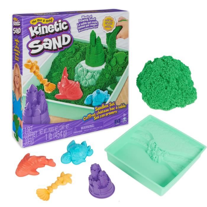 Kinetic Sand - Coffret Château Bac a Sable 454G - Sable Naturel pour Créations Solides et Colorées