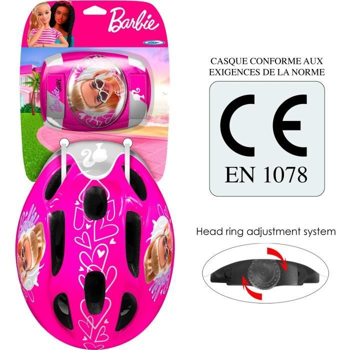 Casque + Coudieres/Genouilleres STAMP - Barbie - Rose - Enfant