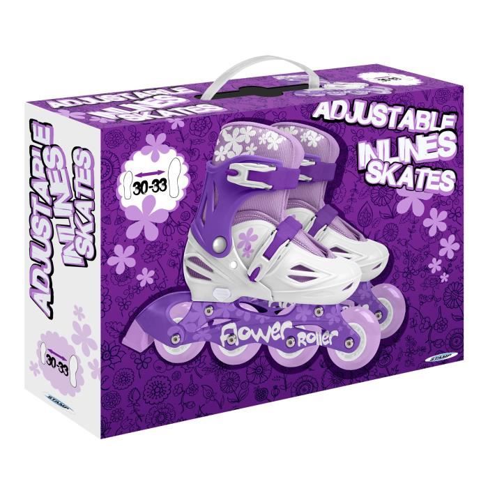 Patins en ligne ajustables STAMP pour enfant fille violet - Tailles 30 a 33