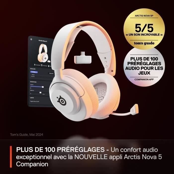 Casque Gaming Sans fil - STEELSERIES - Arctis Nova 5 - Blanc