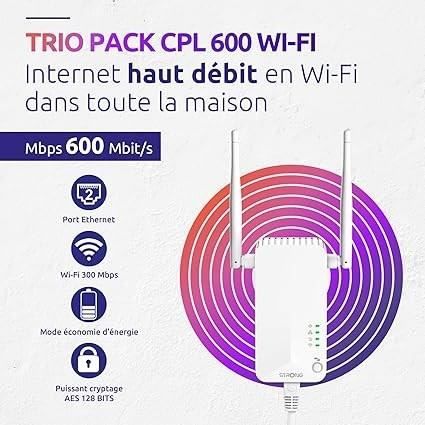 Kit CPL - STRONG - Powerline Wi-Fi 600 Triple Pack - Point d'Acces 300 MB