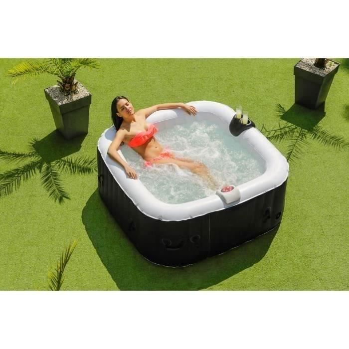 Spa gonflable SUNSPA - AC01 - 157 x 67 cm - 4 places - Carré (Livré avec filtre, cadenas, tapis de sol et couverture)