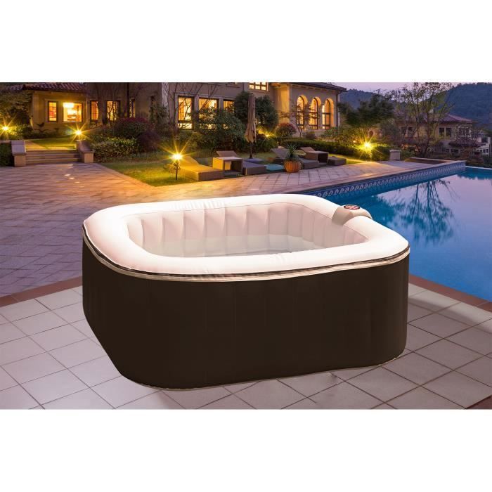 Spa gonflable SUNSPA - AC01 - 157 x 67 cm - 4 places - Carré (Livré avec filtre, cadenas, tapis de sol et couverture)