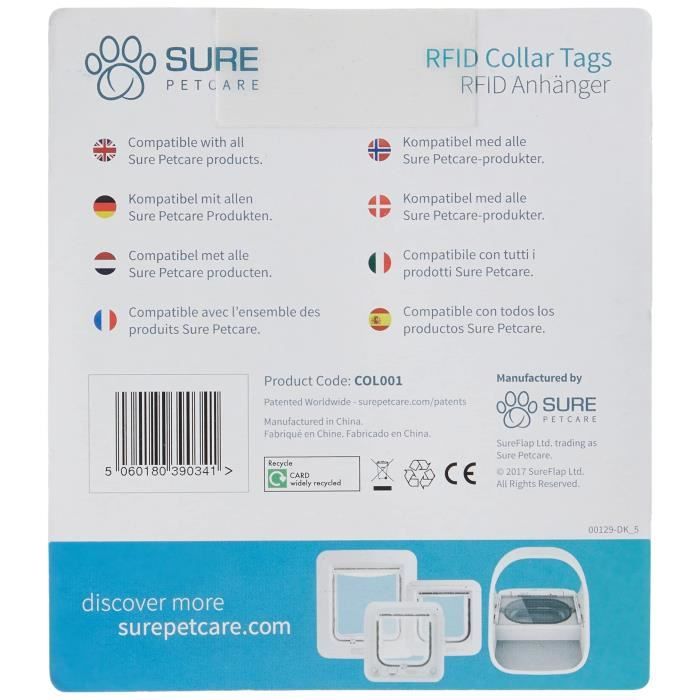 SUREFLAP Lot de 2 médaillons d'identification par radiofréquence