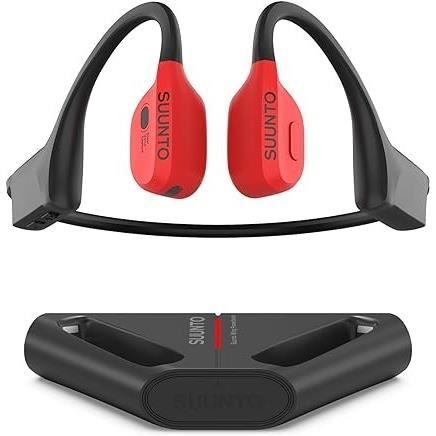 Écouteurs sans fil sport - SUUNTO Wing - Conduction osseuse - Powerbank inclus - Rouge