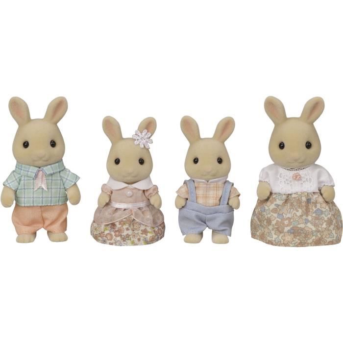 Poupée - SYLVANIAN FAMILIES - La famille Lapin Creme - Articulée et habillée avec soin