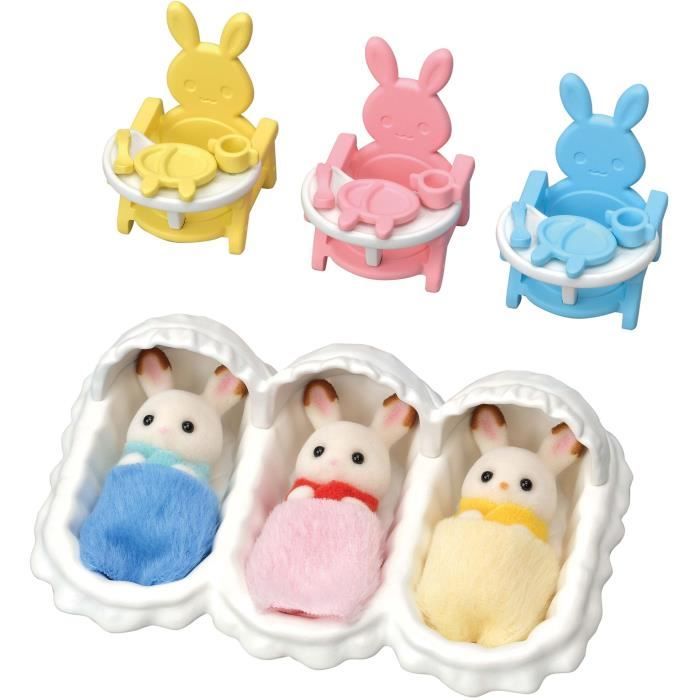 Poupée Les triplés lapin chocolat et accessoires puériculture - SYLVANIAN FAMILIES - Jaune - Pour Enfant