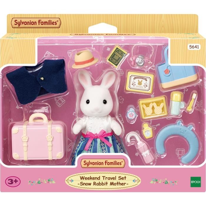 Figurine miniature - Maman Lapin neige et sa valise de weekend - SYLVANIAN FAMILIES