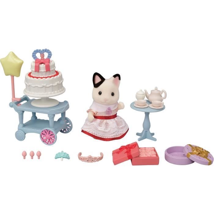 Figurines miniatures - SYLVANIAN FAMILIES - 5646 - La fille Chat bicolore et son goûter d'anniversaire