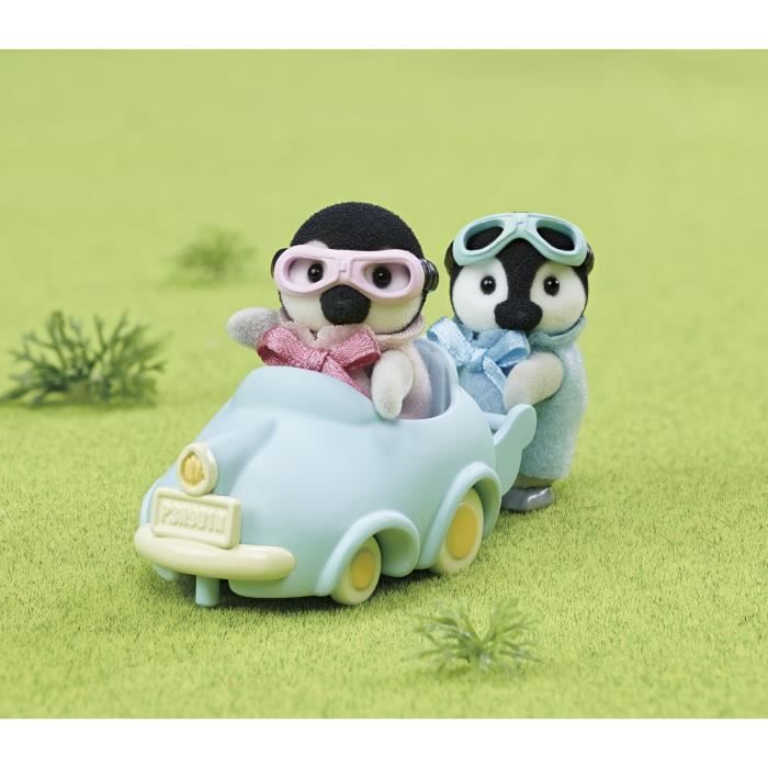 Poupée - SYLVANIAN FAMILIES - Les jumeaux Pingouin - Voiture et lunettes - Articulés