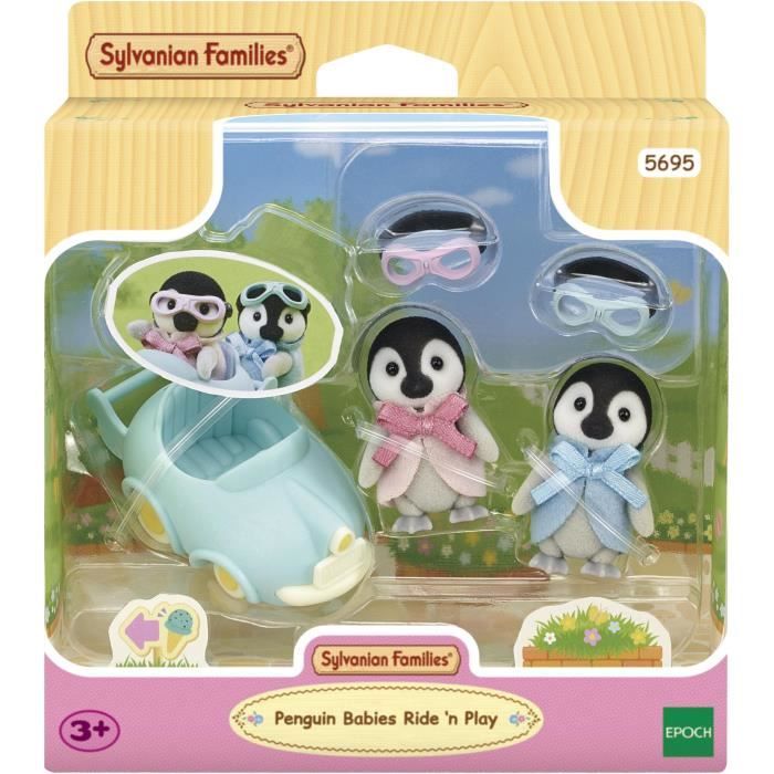 Poupée - SYLVANIAN FAMILIES - Les jumeaux Pingouin - Voiture et lunettes - Articulés