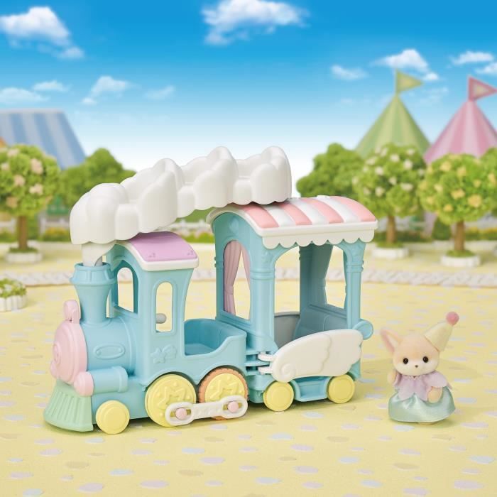 Train a vapeur pour enfant - SYLVANIAN FAMILIES - Bébé Fennec inclus - Sieges animés - Jusqu'a 5 personnages