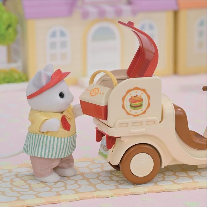 Jeu de Restauration - SYLVANIAN FAMILIES - Stand de Hamburgers - Papa Chat Latté et Scooter