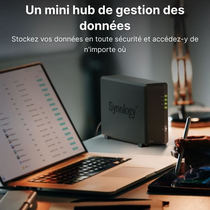 Serveur NAS - SYNOLOGY - DS124 - 1 baie - Gigabit Ethernet - RAM 1 Go