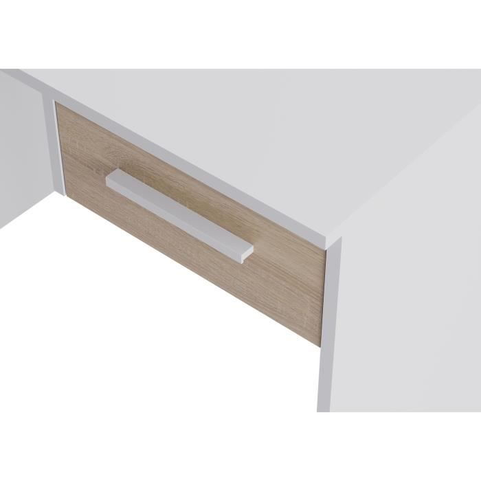 Bureau Petit Tiroir - Décor blanc et chene -  L 90 x P 50 x H 74 cm