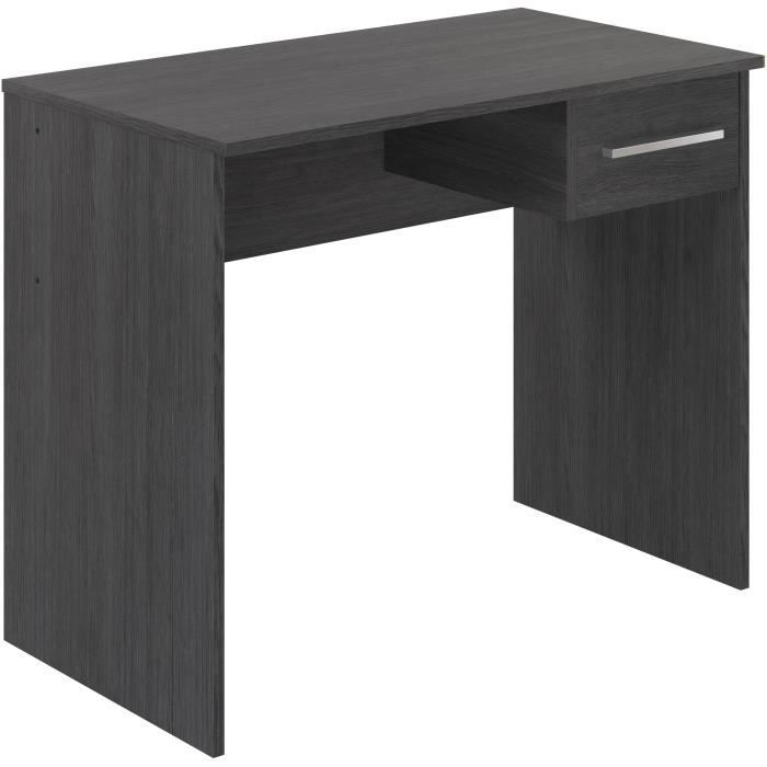 Bureau petit tiroir - Mélaminé gris cendré - 90 x 50 x 74 cm