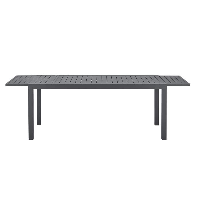 Table de jardin extensible 6 a 8 personnes - Structure et plateau en aluminium - L 180-240 x P 90 x H 75 cm