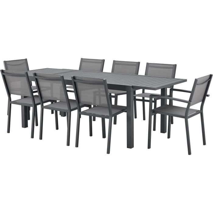 Table de jardin extensible 6 a 8 personnes - Structure et plateau en aluminium - L 180-240 x P 90 x H 75 cm