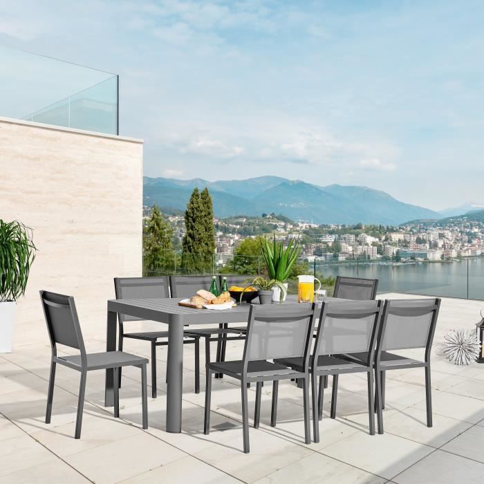 Table de jardin extensible sur 1 côté - Aluminium - 180/240 x 100 x 76 cm