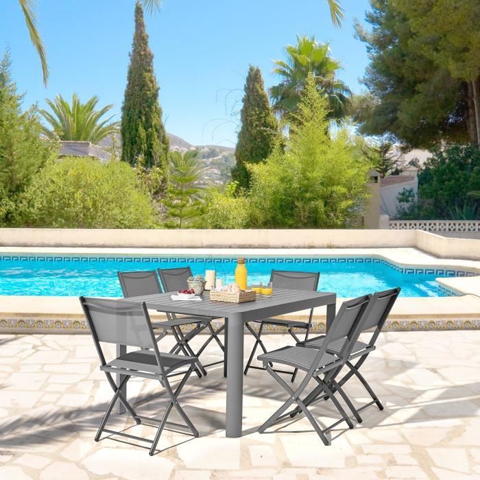 Table de jardin extensible en aluminium - 97/149 x 149 x 149 x 75 cm